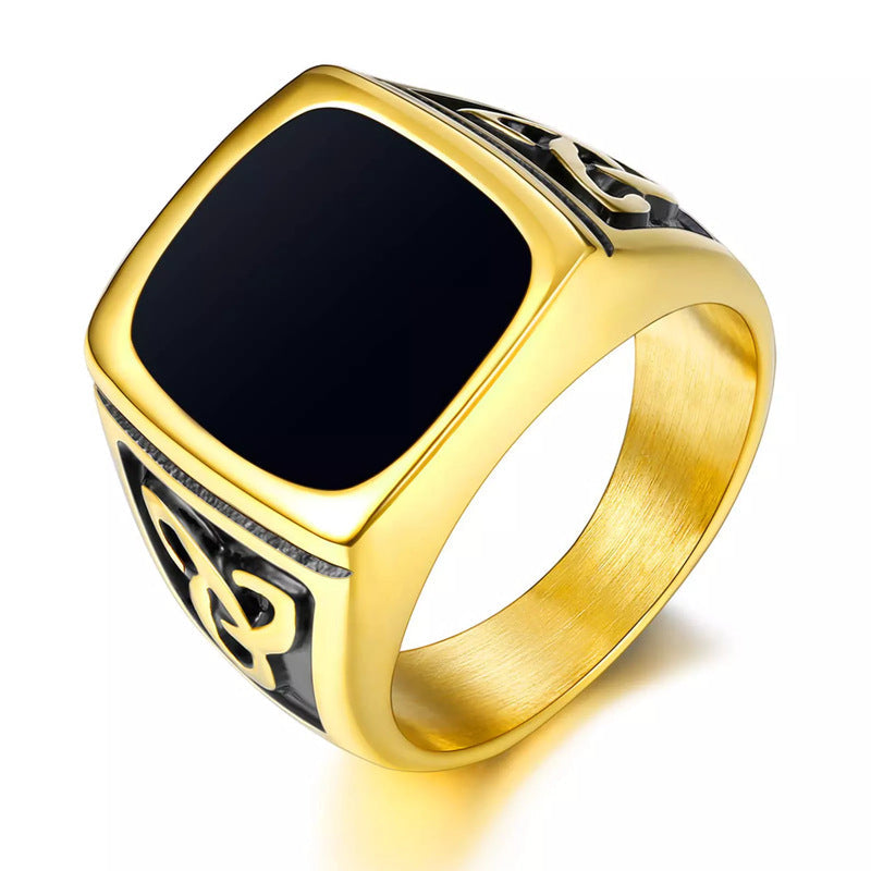 Siegelring mit schwarzem Onyx | Gold