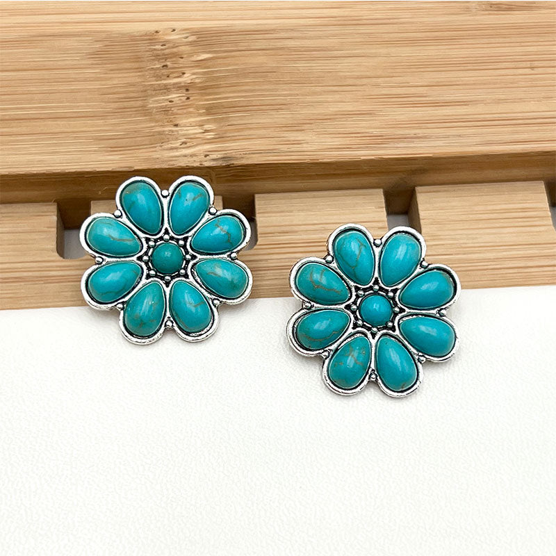 Serelith Türkis Blüten-Ohrstecker | Weißgold