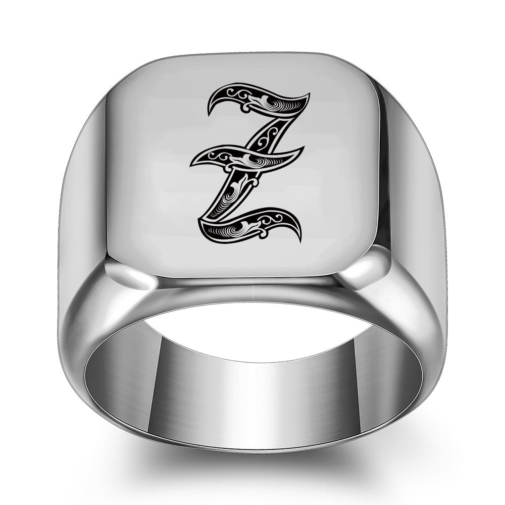 Klassischer Noble Initialenring | Weißgold