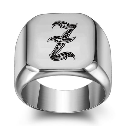 Klassischer Noble Initialenring | Weißgold
