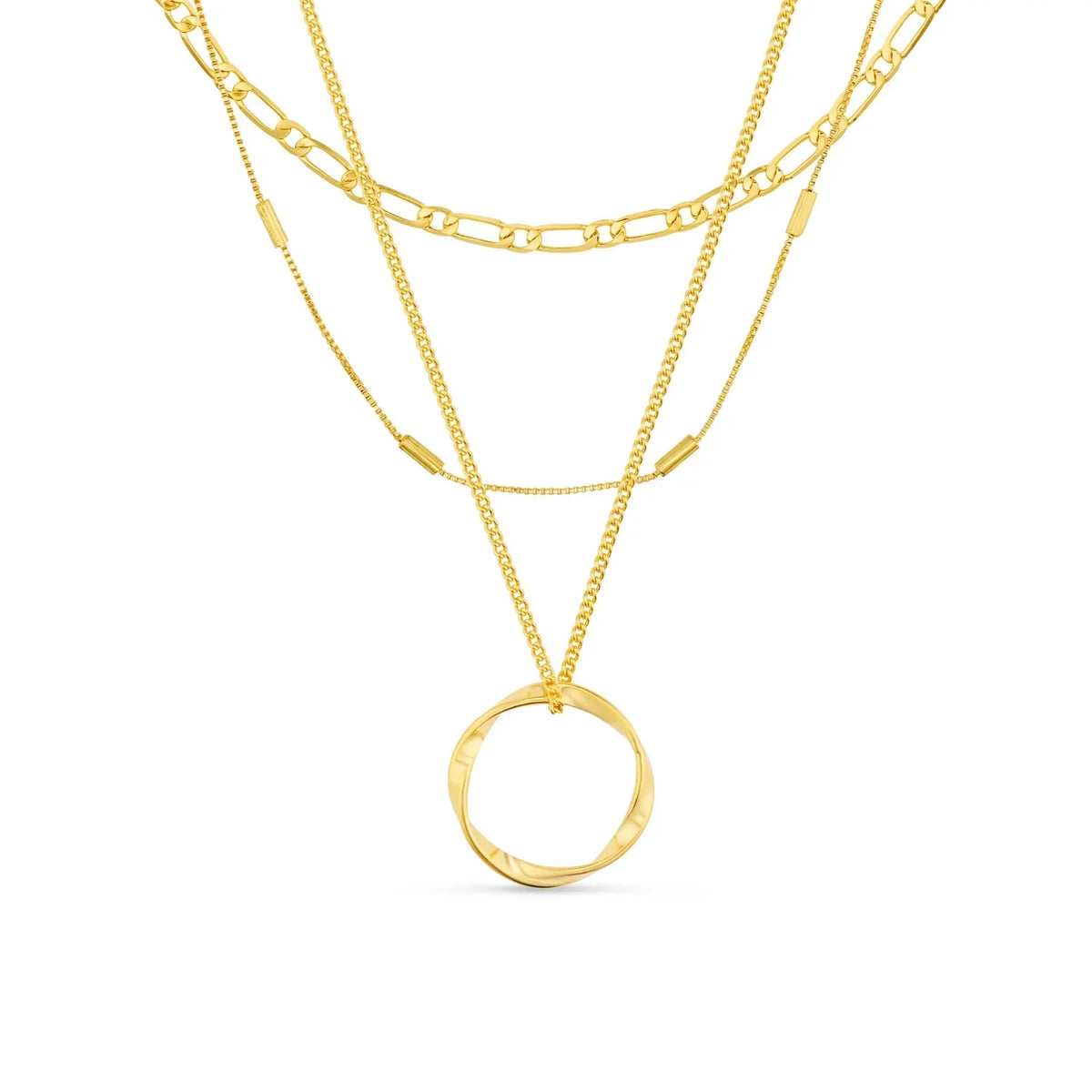 Halskette mit drei Kreisen | Gold