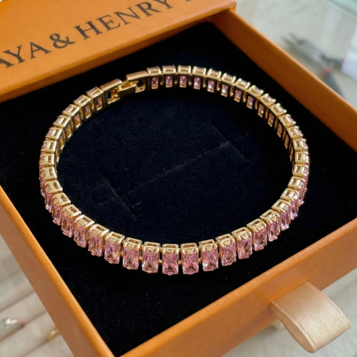 Pink Saphir Vertéa Tennisarmband | Gold