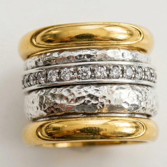 Zeitloser, mehrlagiger dicker gelber Ring | Gold