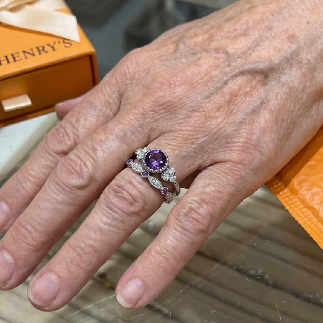 Violetis Kronen-Ring-Set | Weißgold