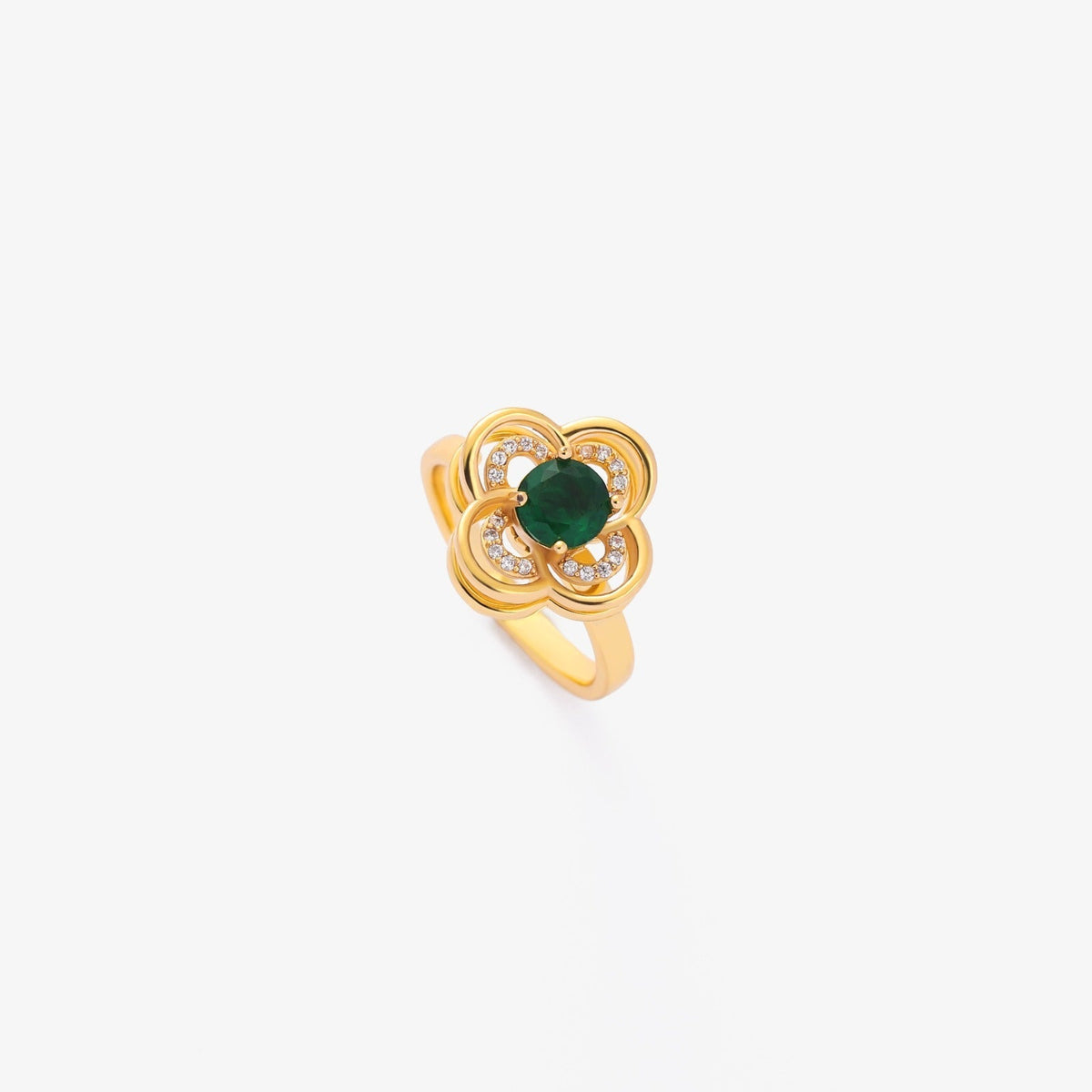 Kleeblatt Heiligenschein Smaragd-Spinnring | Gold