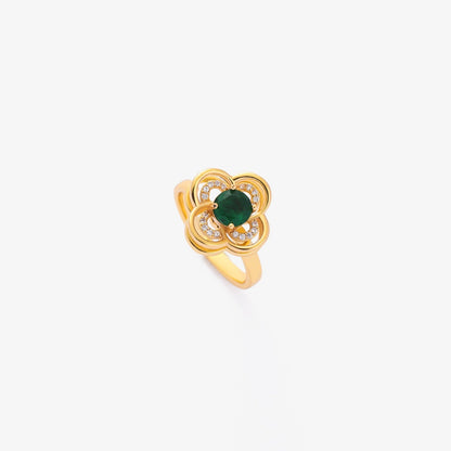 Kleeblatt Heiligenschein Smaragd-Spinnring | Gold