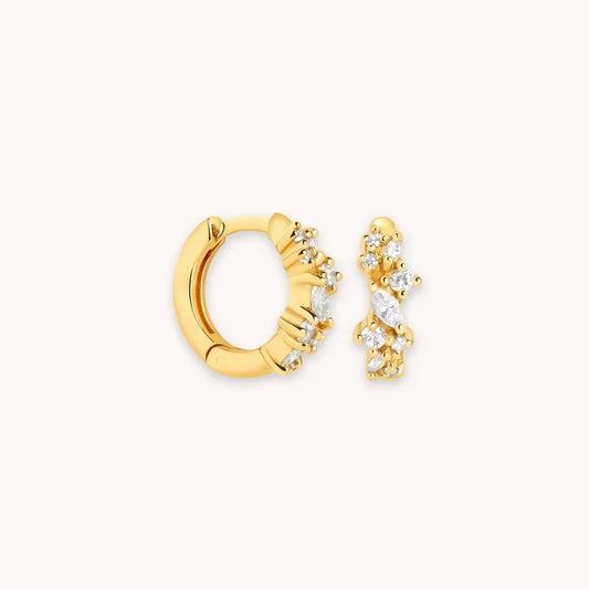 Crystal Cluster Huggies | Gold