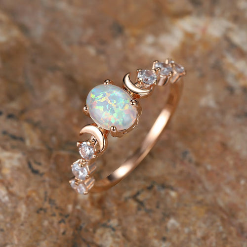Opal-Halbmond-Ring | Roségold