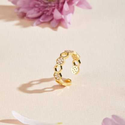 Kristall-Wabenring | Gold