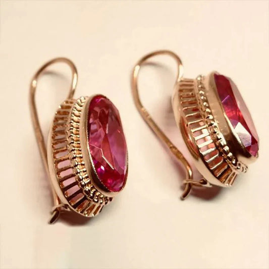Vintage-Ohrringe mit schwarzem Stein | Gold