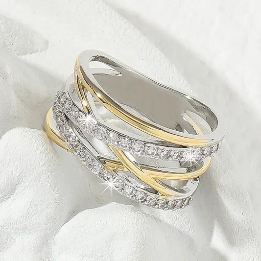 SilberGold Radiance Zirkonia Ring | Gold-Mix