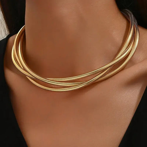 Dreilagige Goldhalskette - Gold