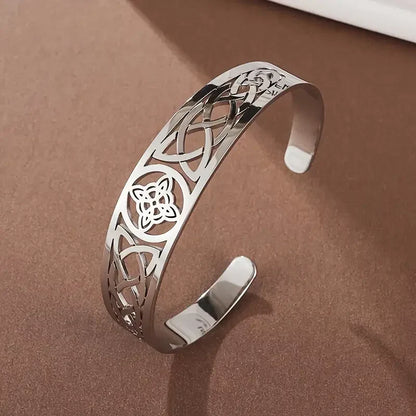 Exquisites offenes, hohles Silberarmband | Weißgold